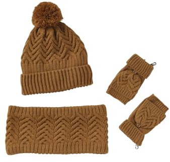 Vertbaudet Jungen-Set: Mütze, Rundschal & Handschuhe Ocker 104/116