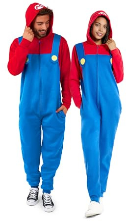 OppoSuits Erwachsene Unisex Super Mario brothers Onesie - Nintendo One-piece - Loose Fit - Inklusive Taschen