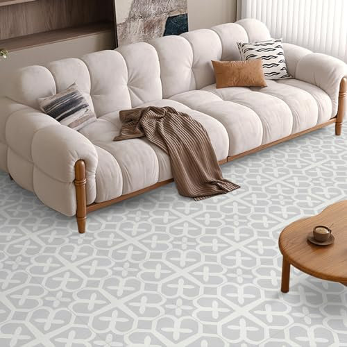 Suelo de PVC autoadhesivo, suelo de vinilo impermeable, autoadhesivo para salón, dormitorio, cocina y baño, gris claro, 30 x 30 cm, grosor 1,0 mm, 8 unidades