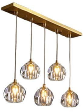 Kristall Pendelleuchte Gold gebürstetem Messing Kristall-Kronleuchter Einfache Luxus Stil Kristall Pendelleuchte Verstellbare Schnur Hängelampe for Schlafzimmer Wohnzimmer Küche Treppe Flur ( Size : 5