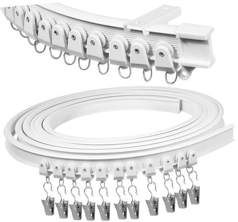 ORFOFE Flexibler Gardinenschiene Deckenmontage U-förmiger Vorhangschienenbogen Mit Edelstahl-clips Leiser Gardinenlauf Für Wohnzimmer Büro Raumteiler Und Vielseitige Vorhangarten