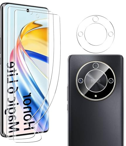 Rojeuinn [4 Pack Protector de Pantalla para Honor Magic 6 Lite 5G,[2 Pack] Película Protectora Suave y [2 Pack] Protector de Lente de Cámara,HD Transparente,Anti-Arañazos,sin Burbujas