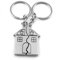 Porte-clés Couple Maison Personnalisé - Ensemble 2Pcs Acier Inoxydable, Cadeau Pendaison de Crémaillère, Puzzle Séparable pour Amoureux et Amis (Argenté).
