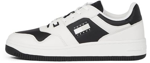 Tommy Jeans Uomo Sneakers con Suola Preformata Retro Basket Tumble Profilo Basso, Bianco (Ecru), 43