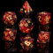 ORUZA 7 Stück DND Würfel Set Polyedrische D&D Würfel aus Harz Durchscheinendes Scharfe Kante Harz DND Würfel Set für Dungeons and Dragons, MTG Tischspiele Würfel, Flammenrot