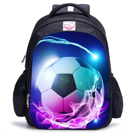 QUINTRA Fußball-Rucksack für, Fußball-Aufdruck, cooles Fußball-Muster, Schultasche (Fußball-Rucksack) Sport-Zubehör (Purple, One Size)