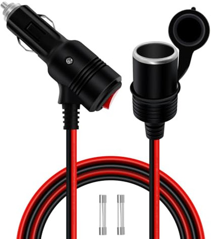 HuaLiSiJi Zigarettenanzünder mit Schalter Zigarettenanzünder Verlängerung mit Schalter 14AWG KFZ Ladegerät Verlängerungskabel 12V 24V für PKW, LKW, Wohnmobile (1m)
