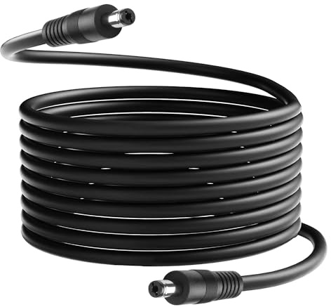 GINTOOYUN DC 5.5x2.1mm Stecker auf Stecker, 16FT 18AWG DC Verlängerungskabel 5.5x2 x 2.1MM Stecker auf Stecker Netzteilkabel für LED, CCTV, Auto, Monitore, etc-5m (5m)