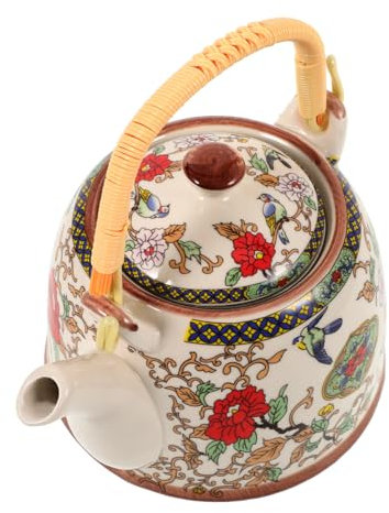 MAGICLULU Handmade Peony Flower Ceramic Teapot Small Porcelain Tea Pot Tea Making Chinese Style Kungfu
