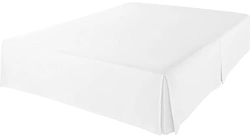 SkyjOy Cache Sommier Jupe de lit plissée sur Mesure Absolument élégante au Centre et aux Coins avec Couvre-lit à Plateforme de 14 Pouces de Hauteur (Gris Clair) Cache Sommiers(White,160x200x35cm)
