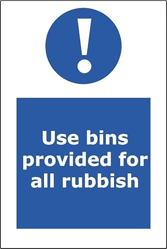Use bins provided for all rubbish self-adhesive vinyl sign - 20 x 30 cm