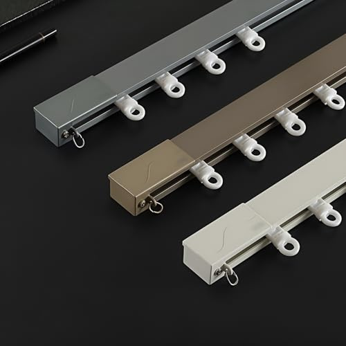 Gebogene Vorhangschiene Einfach Zu Installieren Flexible Gardinenschiene Biegbare Schwer Aluminium Vorhangschiene Für Erkerfenster Büros Zimmer(Champagne Gold,130cm)