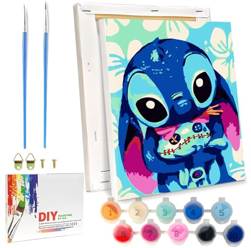 LAISU Malen Nach Zahlen mit Rahmen für Junior, Erwachsene und Kinder Anfänger, 18x24cm Kleine Cartoon Painting, DIY Gemälde Bastelset mit Leinwand Pinseln Acrylfarben für Jungen Mädchen und Home Deko