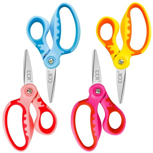 CCR LinkshäNder Schere Kinder,13.2cm Kinderschere LinkshäNder,Komfort Griff,Geeignet FüR Schulen Wohnungen Bastelraum,4 StüCk