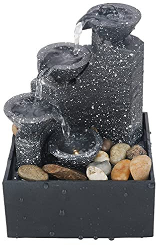 Alipis Tisch-Wasserfallbrunnen: Batteriebetriebener Zimmerbrunnen – Schreibtischdeko Mit Fließendem Steinwasser Für Büro Wohnzimmer Oder Schlafzimmer