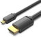 Watio Wave Cable - cable 2.0 4K HDMI macho a micro HDMI macho, 1.5 m, AWG34, color negro, ideal para conectar dispositivos multimedia.*