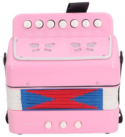 Akkordeon für Anfänger 7 Schlüsseln Control 2 Bass Kinder Bildungs ​​Musikinstrumentenbühne Praxis Pink Akkordeonbeginers Akkordeon7 Keys Kontrhrough Ausgezeichnet zu (PINK)