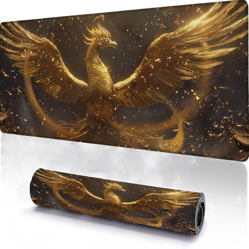 Gaming Mousepad 700x300x3mm Mauspad mit PhöNix Muster, Wasserdicht Oberfläche, Verbessert Präzision und Geschwindigkeit, rutschfeste Gummibasis für Büro Zuhause, Desk Mat für Tastatur Vogel R-1