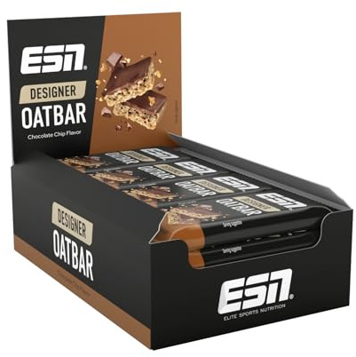 ESN Designer Oat Bar Box, Chocolate Chip V2, 12 x 100 g | Hafer Riegel auf Haferbasis - perfekt für unterwegs