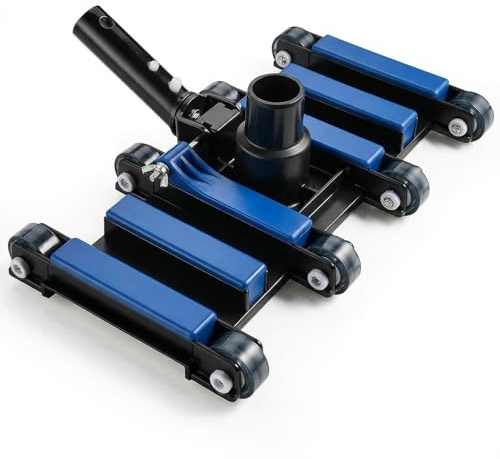 POOLAZA Aspirador de piscina de mano comercial con ruedas, 35 cm de ancho extra y aspirador de piscina resistente, flexible y de carga pesada para una limpieza profunda y minuciosa sin esfuerzo