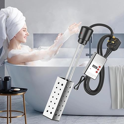 Immersion Heater - 1500W Portable Electric Water Heater with Digital Thermostat for Bathtub & Pool