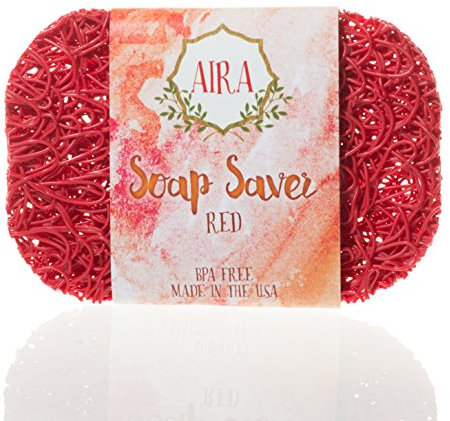 Aira Soap Saver - Seifenschale & Seifenhalter Zubehör - Reach-konform & Plant Based BPA frei Dusche & Bad Seifenhalter - Drains Wasser, Circulates Luft, Verlängert Soap Life - rot 1 Packung