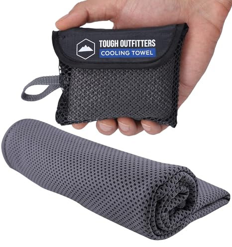 Tough Outdoors Kühltuch 100x30cm - Kühlendes Handtuch - Kühlhandtuch - Cool Towel - Schweißtuch Sport - Handtuch kühlend klein