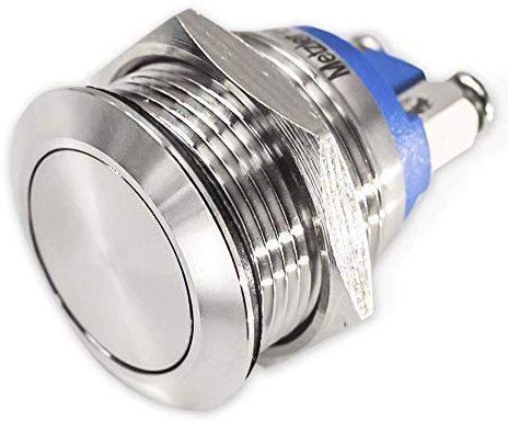 Drucktaster - Schraubkontakte - Durchmesser Ø 16 mm - aus V2A Edelstahl - staub- und wasserdicht - AC/DC - witterungsbeständig und langlebig - Flach