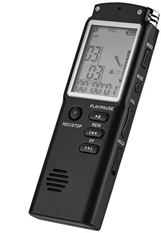 Grabadora de Voz Digital, grabadora de Voz Inteligente de 8GB/16GB máquina de Dictado de Voz HD Multifuncional con Doble grabadora de Audio Micro para grabación de conferencias (16G)