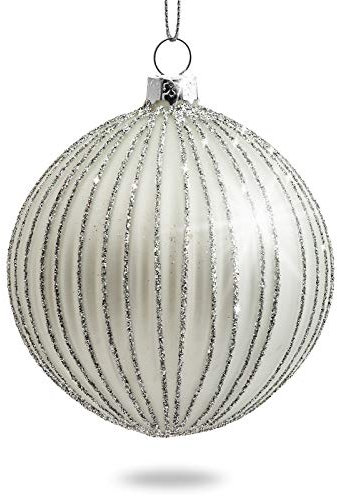 Sikora Highlights 4er Set ausgefallene Christbaumkugeln aus Glas Silber, Farbe/Modell:Modell Helsinki Silber, Größe:8 cm