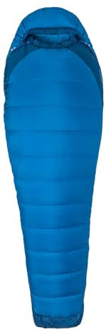 Marmot Trestles Elite Eco 20 Long, Mumienschlafsack, leichter, umweltfreundlicher und warmer 3 Jahreszeiten Schlafsack, ideal zum Camping und Trekking, Estate Blue/Classic Blue, LZ