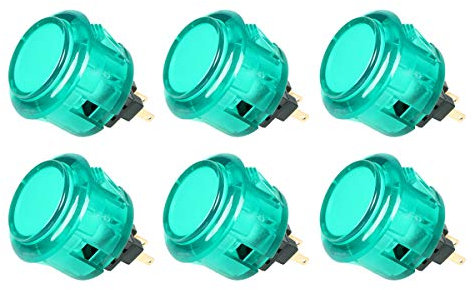 Fosiya Arcade Clear Druckknöpfe 30 mm Ersatz für Arcade Sanwa Knöpfe PS2 PS3 XBOX360 Konsolen Grün Grün/transparent