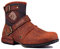 OSSTONE Chukka Stivali Cowboy Biker Boots Maschio Mens motociclo Botas cerniera su in Pelle Vitello Western retrò stile Uomo Stivali Piatto Caviglia Stivaletti Boots 5008-1-A-IT rosso marrone 11.5