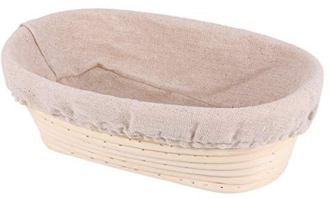 BESTonZON Oval Banneton Bread Proofing Basket, Sourdough Proving Basket Natural Rattan Bowl for Bread and Dough Rising 25cm