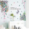 WandSticker4U®- [Aquafarben] Wandtattoo BLUMEN & BLÄTTER rosa/grün XXL (107x101 cm) I Wandsticker Badezimmer Pflanzen groß hängende Blumen Aufkleber I Wanddeko Schlafzimmer Kinderzimmer Küche Flur