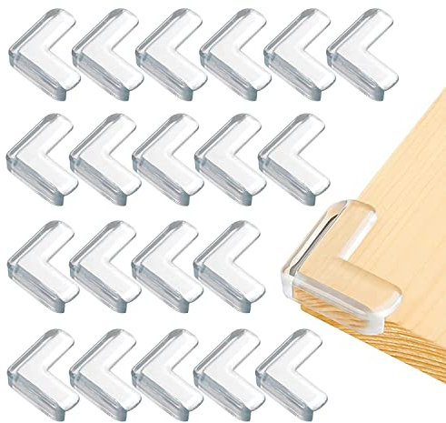 20 Protectores Protector de Esquina de Transparente de Seguridad para Bebes y Niños, Suave y de Alta Resiliencia, Protege el Bebé de Las Esquinas Vibrantes de la Mesa (L-Shape)