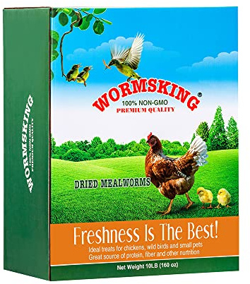 WORMSKING 10LB Dried Mealworms, High Protein Meal Worms for Poultry, Wild Birds, Hedgehogs, Hamsters, Reptiles, Great Chicken Food, Bird Food