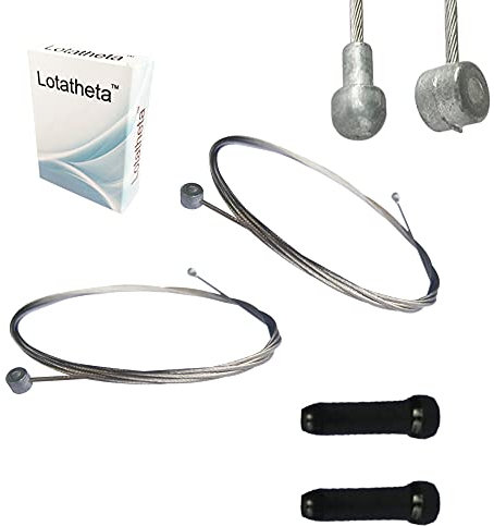 Lotatheta 2 pcs 2m Long Universal Bicycle Bike Replaceable Brake Inner Wire Cable for Moutain Bike Road Bike MTB + 2PCs Black Alloy Cable Cap End Tip Crimp