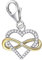 Herz Unendlichkeit Karabiner Charm Anhänger für Bettelarmband aus 925 Sterling-Silber Gold mit Zirkonia
