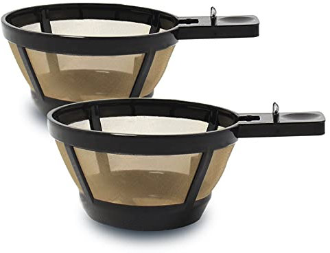 Cestlaive Gold wiederverwendbarer Kaffeekorb mit Filterbecher, kompatibel mit Hamilton Beach 2-Wege-Kaffeemaschinen Modelle 49980A, 49980Z, 47650, 49933 Zubehör, 2er-Pack