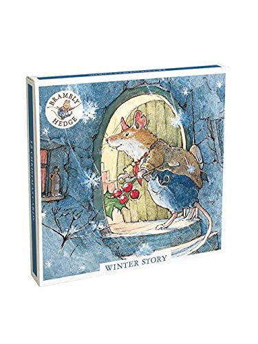 Museums & Galleries Box mit 12 kunstvollen Weihnachtskarten – 'Winter Story' – 12 Karten, je 6 von 2 Designs aus der Brambly Hedge Reihe, 170 x 170 x 23mm