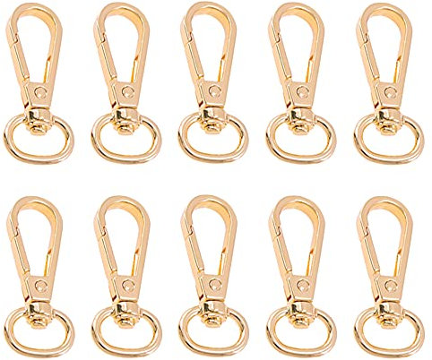 Pamtns 10 Stück Golden Schwenker Hummer Haken Karabinerhaken Aus Metall Gold D Ring Schlüsselanhänger Schwenker Schlüsselring Karabiner Gold Goldene Schlüsselanhänger Drehbare Karabinerhaken
