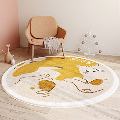 SWECOMZE Kinderzimmer Babymatte Weich Teppich Rund Babyzimmer Krabbeldecke rutschfest Spielmatte Baby Krabbelmatte Groß Kinderteppich Mädchen Jungen (Katze 2#,60 * 60cm)