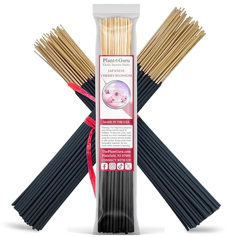 Japanese Cherry Blossom Incense Sticks 11 - 1 Bundle 85 to 100 Sticks - Smooth and Clean Long Burn Time, 45 to 60 Minutes.