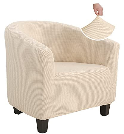 Jaotto Sesselschoner Sesselhusse Stretch Sesselüberwürfe Sofabezug Elastisch Sofabezug Sesselbezug Sesselschoner Waschbar Entfernbar für Clubsessel Cafe Stuhl Sessel Loungesessel(Beige,1 Stück)