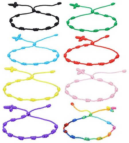 Fuqimanman2020 8 braccialetti con rosario a forma di croce, fatti a mano, annodati, corda intrecciata, regolabile, per donne e uomini, protezione fortuna, amuleto cristiano, amicizia, gioielli di