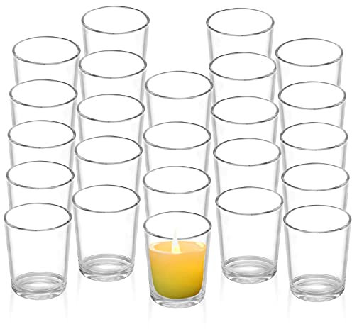 Frcctre 24 Pack Glass Votive Candle Holders, Clear Tealight Candle Holder Bulk Floating Candles Holder for Wedding Birthday Holiday Home Table Decoration