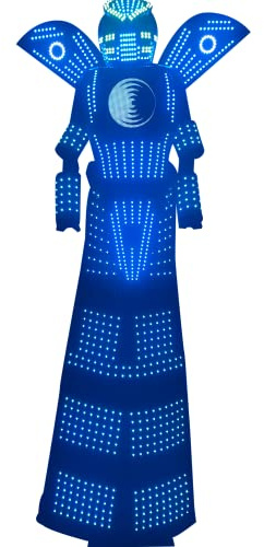 Gracecolorlife LED Robot Suit Costume RGB Change Color LED Clothing Helmet Stilts Walker Robot Suit (XL)