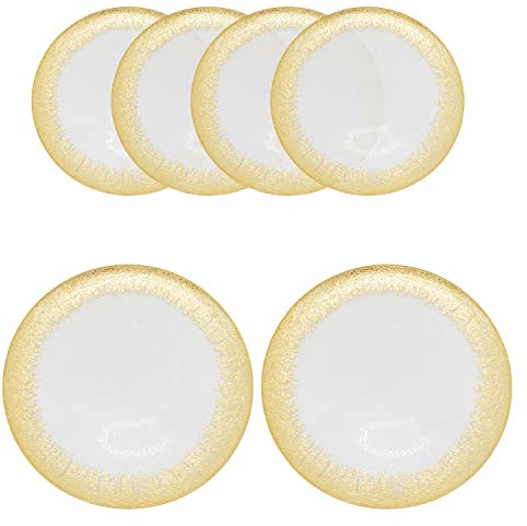 WedDecor 13 inch, Decorative Glass 6pcs Charger Plates with Gold Trim - 33cm, Gold Rimmed Glass Charger Plates, Perfect for Weddings, Banquets, Parties, Home Décor & Dining Events