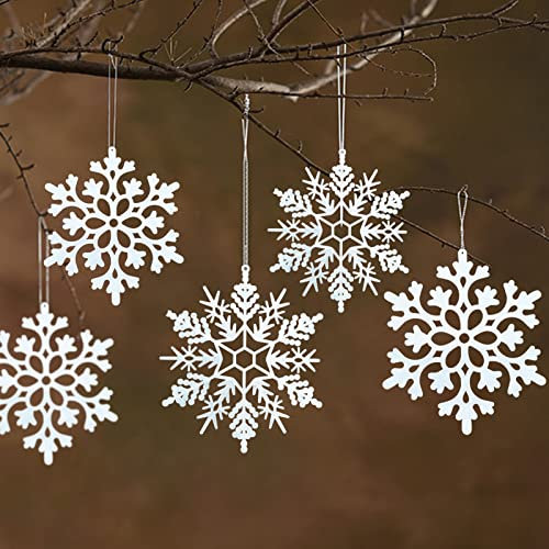 HERZWILD 36pcs Schneeflocken Weiß Weihnachtsbaumschmuck Weihnachtsbaumschmuck Schneeflocken zum Aufhängen Weihnachtsbaumanhänger Schneeflocken Deko Weihnachtsbaumschmuck (A-2type)